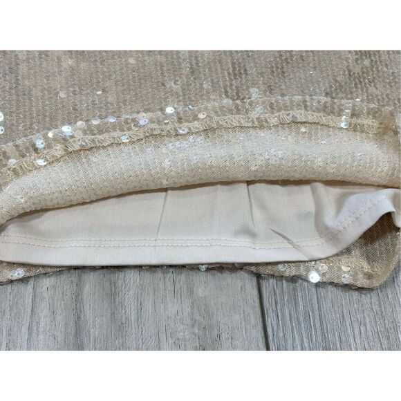 Wild Fable sequin holiday bell sleeve semi crop top elegant bling cream blouse s - Picture 6 of 10